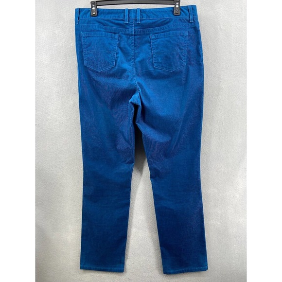 LL Bean Pants Womens Sz 18T Tall Blue Corduroy Straight Leg Favorite Fit Stretch - Picture 8 of 12